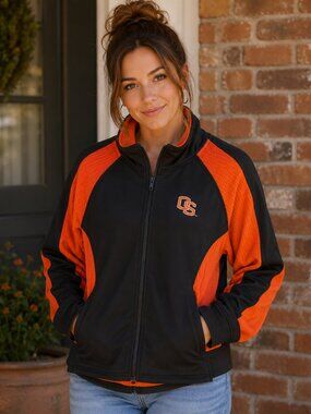 Know Wear OSU Beavers Full Zip Jacket Women's Size M Black Orange Athletic